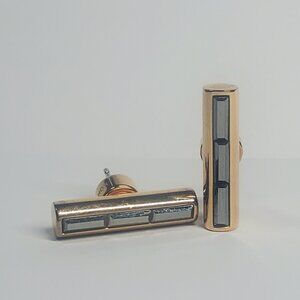 Michael Kors Gold Barrel Earrings with Black Stones